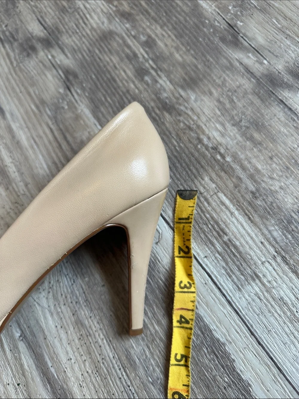 Nine West Beige Leather Pointed-Toe High Heels